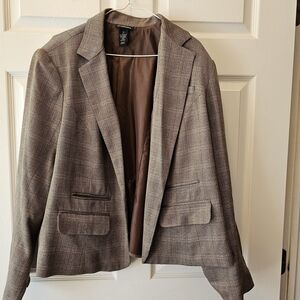 Lane Bryant Brown Checkered Blazer